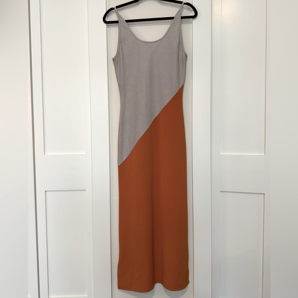 PARIS GEORGIA Color Block Dress Orange & Pale Grey Size Medium